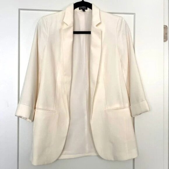 Express Outlet Crepe Open  White Cream Blazer 0 - Picture 1 of 4